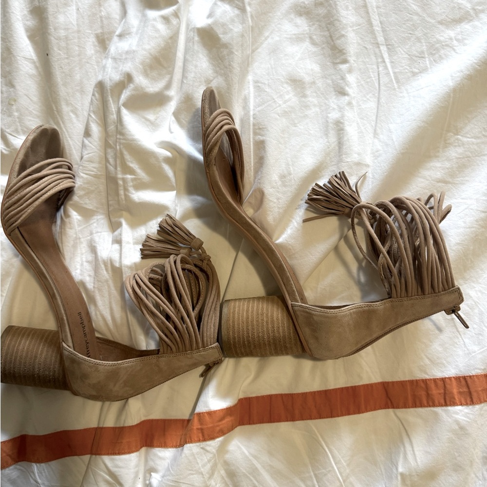 Jeffrey Campbell Tan Pallas Rope Heels Ankle Strap Sandals